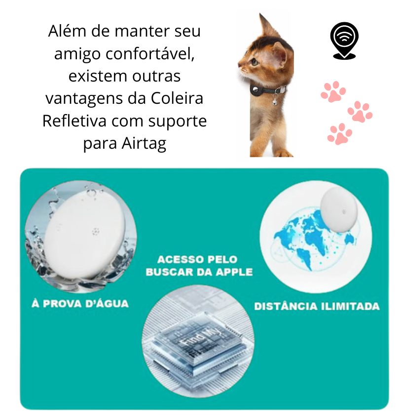 Coleira Refletiva para GPS Airtag