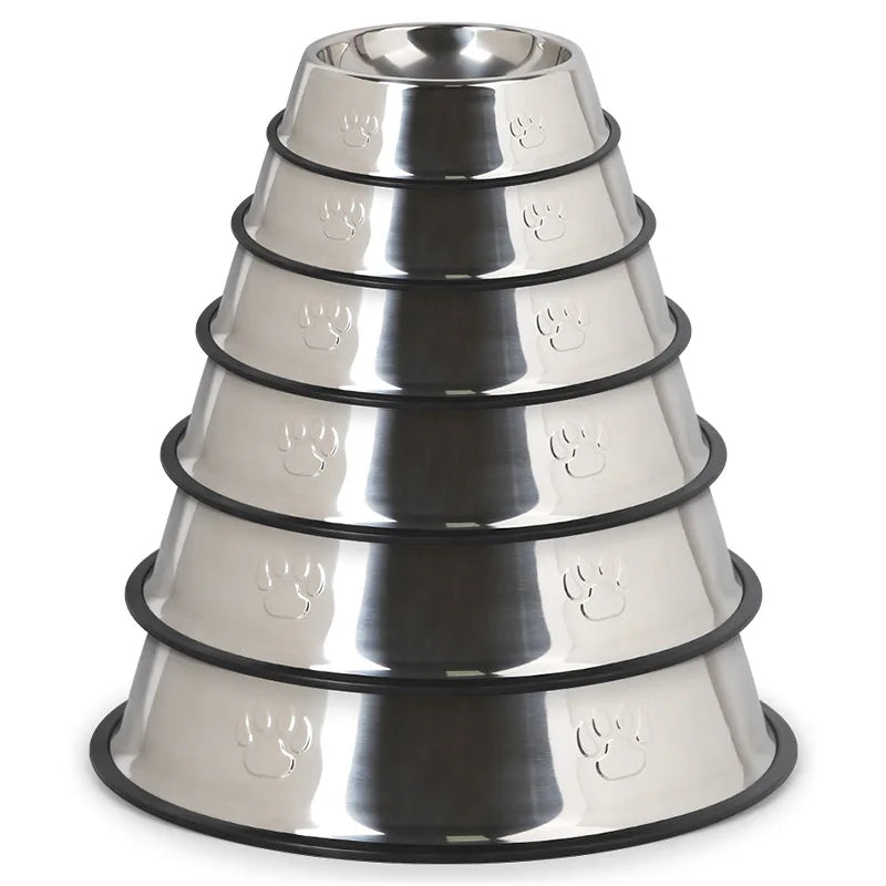 Comedouro/Bebedouro Antiderrapante em Inox para Cães e Gatos