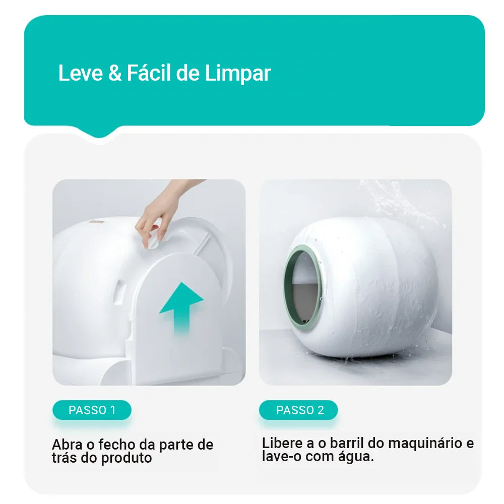 Caixa de Areia Autolimpante para Gatos - 65 litros