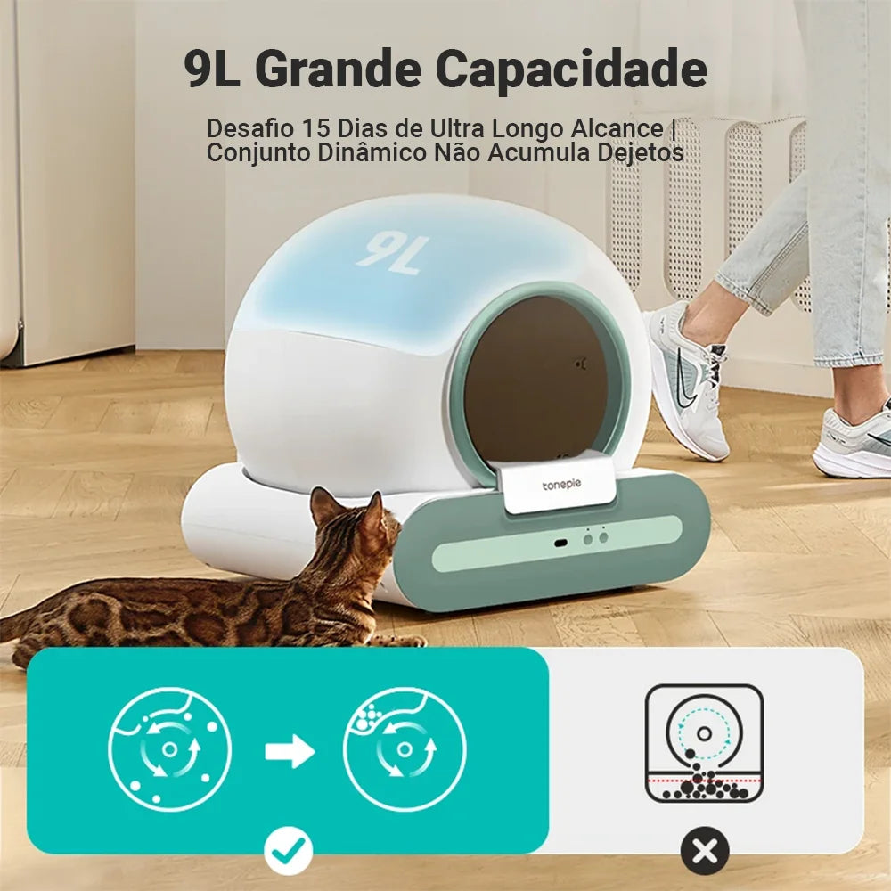 Caixa de Areia Autolimpante para Gatos - 65 litros